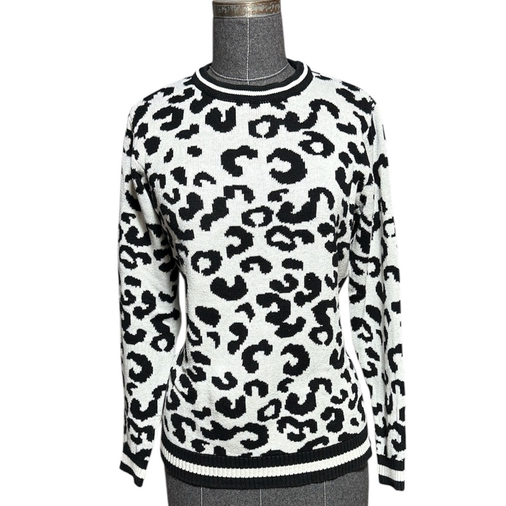 Printed Black and White Knit Sweater